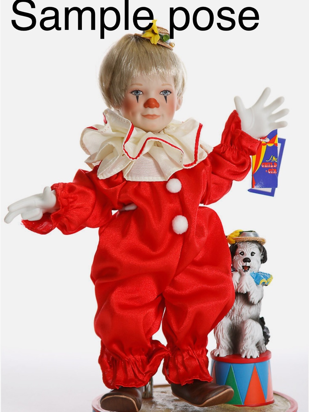 SALE!! Ashton Drake Tommy the Clown Reco porcelain doll with dog and stand